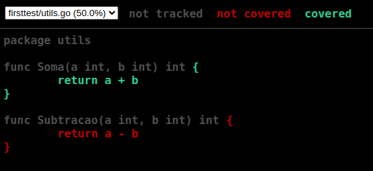 Resultado do comando go tool cover -html=coverage.out