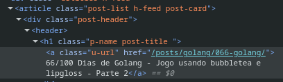 Estrutura de tags html do blog